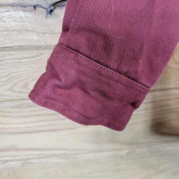 Duluth Trading Men XL/Tall Maroon Fleece Lined Shirt Jacket Shacket Heavy Canvas - Picture 7 of 14